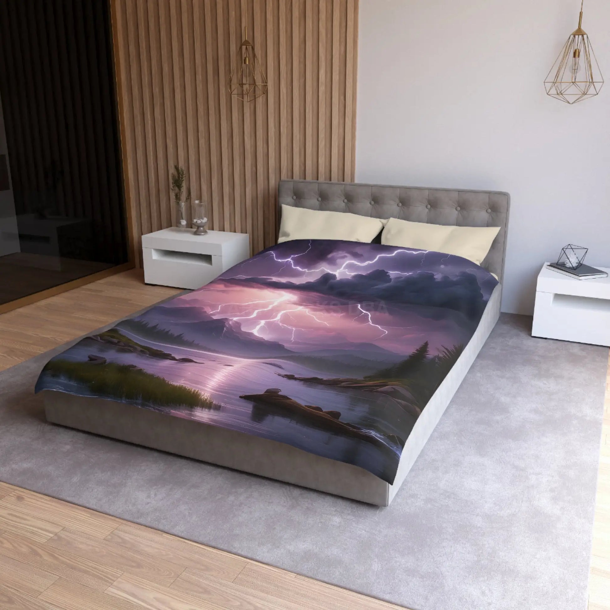 Lightning Storm Microfiber Duvet Cover | Nature Bedroom Decor Cozy Bedding Gift for Nature Lovers Home Aesthetic Stormy