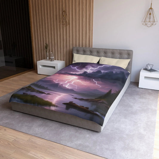 Lightning Storm Microfiber Duvet Cover | Nature Bedroom Decor Cozy Bedding Gift for Nature Lovers Home Aesthetic Stormy