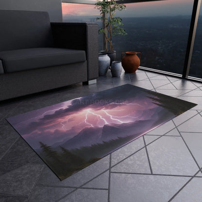 Lightning Storm Outdoor Rug for Patios Camping Bohemian Decor Home and Garden Essentials Stormy Landscape Design - Home
