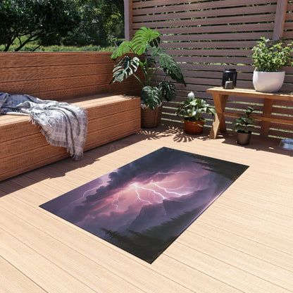 Lightning Storm Outdoor Rug for Patios Camping Bohemian Decor Home and Garden Essentials Stormy Landscape Design - Home