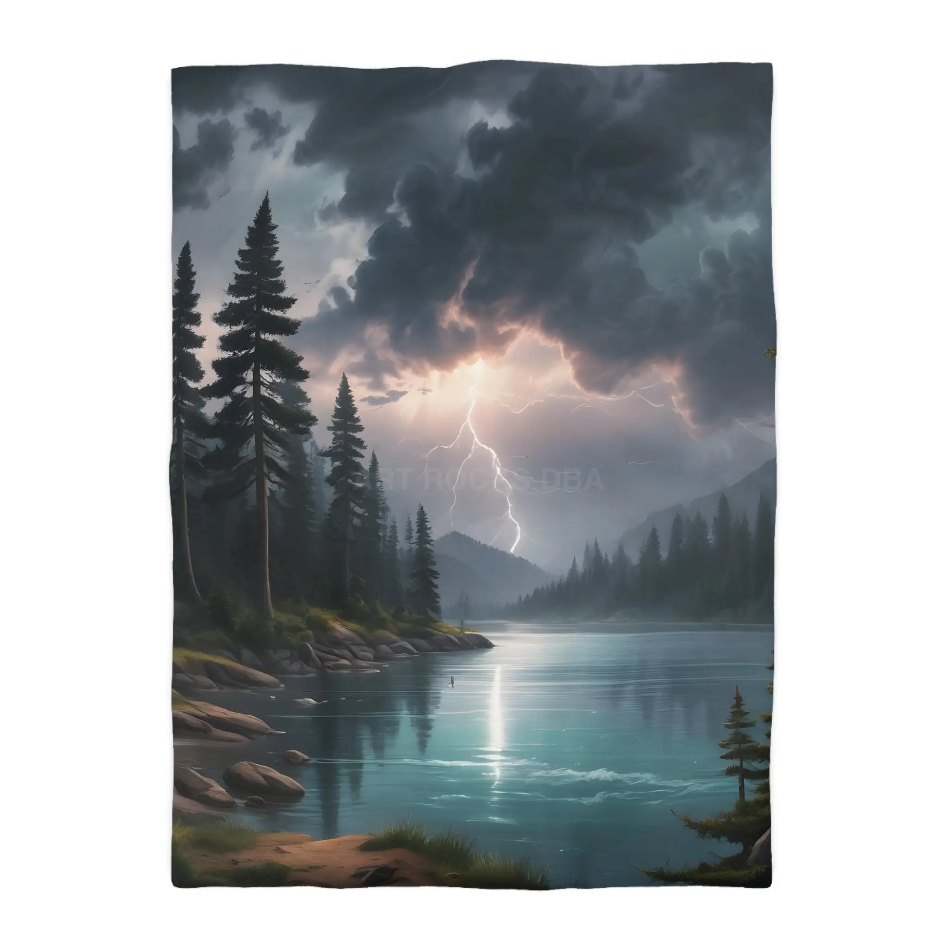 Lightning Storm Over the Lake Microfiber Duvet Cover Cozy Bedroom Decor Stormy Landscape Bedding Comforter Alternative