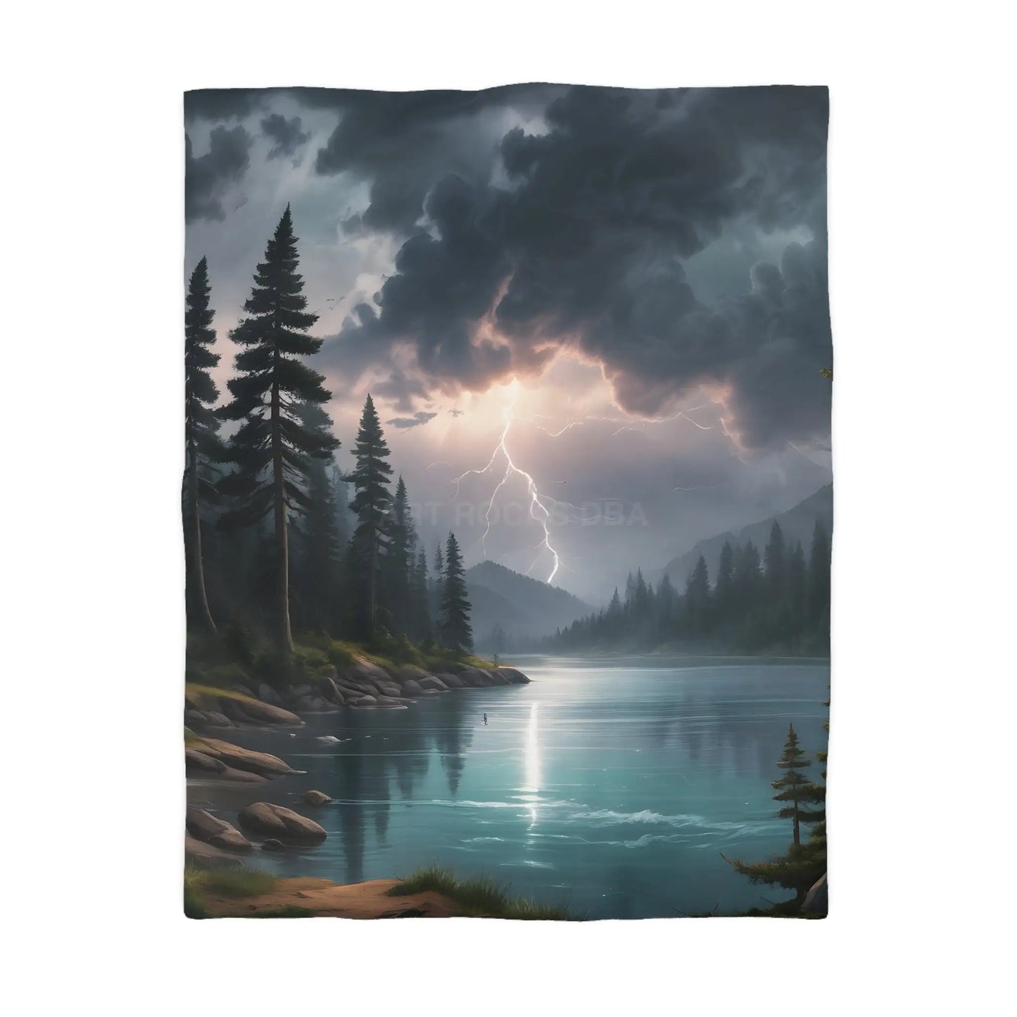 Lightning Storm Over the Lake Microfiber Duvet Cover Cozy Bedroom Decor Stormy Landscape Bedding Comforter Alternative