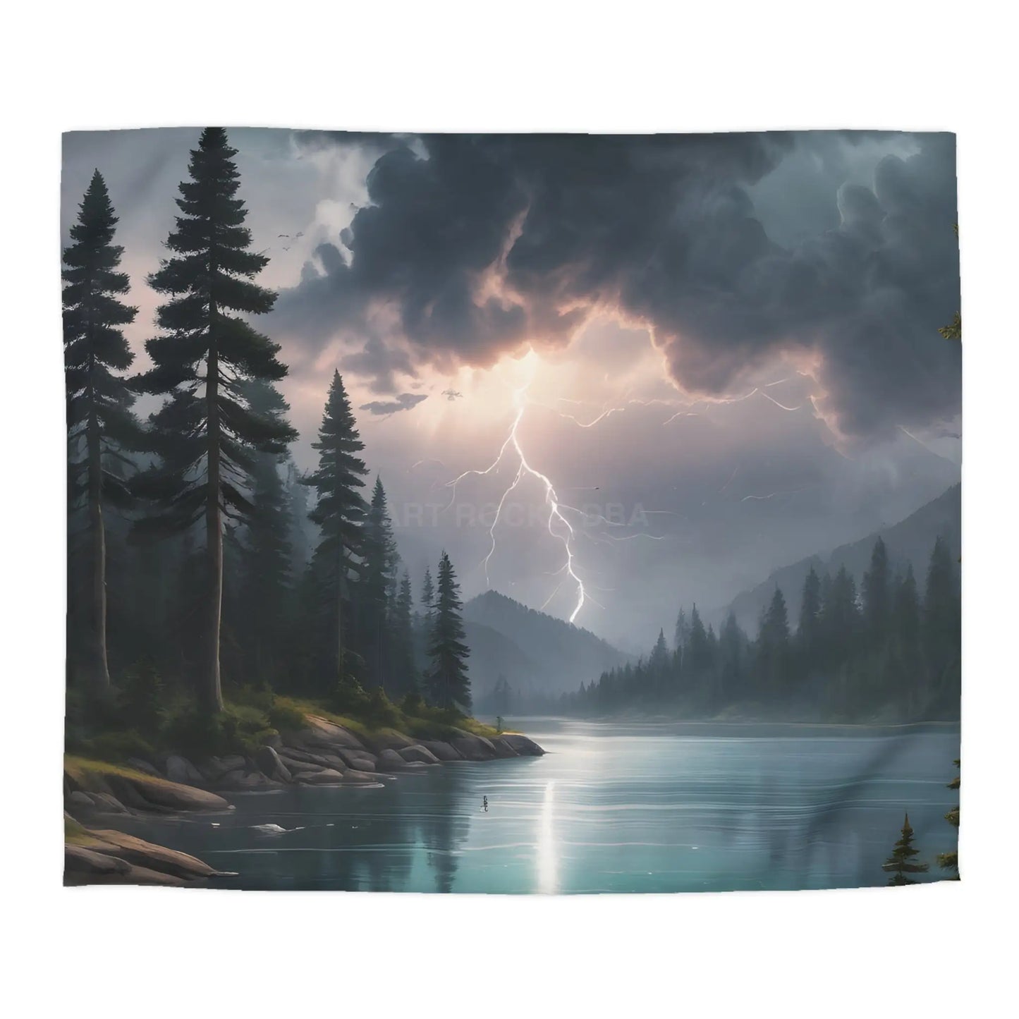 Lightning Storm Over the Lake Microfiber Duvet Cover Cozy Bedroom Decor Stormy Landscape Bedding Comforter Alternative