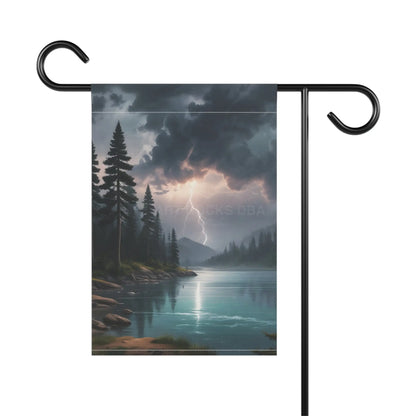 Lightning Strike Over a Spooky Lake Nature Banner Outdoor Decor Garden Flag Housewarming Gift Rustic Vibes - 12’’ ×