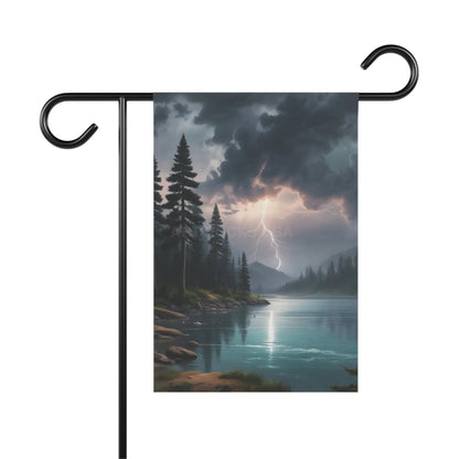 Lightning Strike Over a Spooky Lake Nature Banner Outdoor Decor Garden Flag Housewarming Gift Rustic Vibes - 12’’ ×
