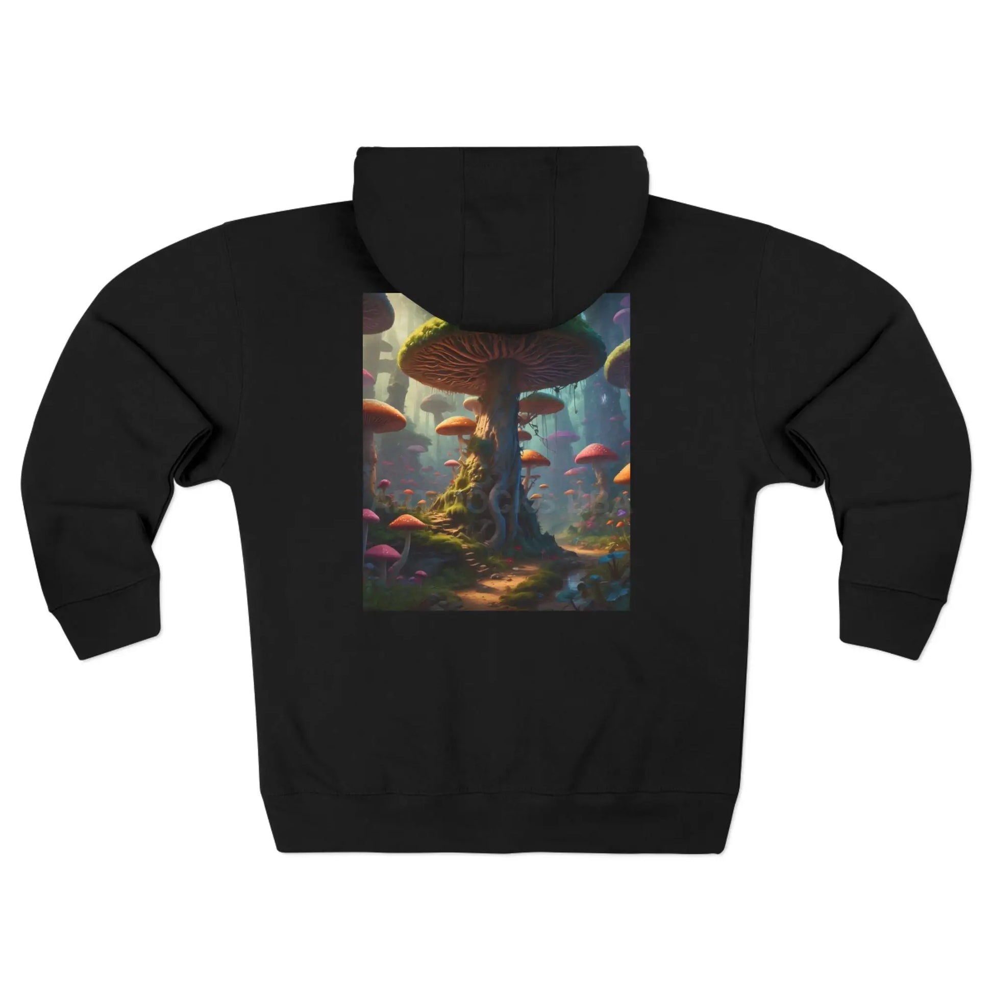 Magical Mushroom Fairytale Zip-Up Sweatshirt - XS / Black - Hoodie