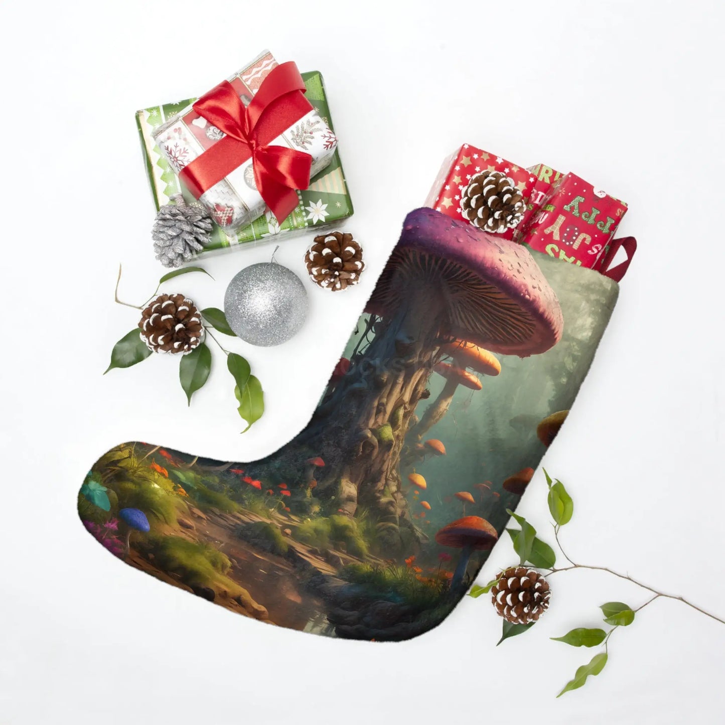 Magical Mushroom Forest Christmas Stocking - One size - Home Decor