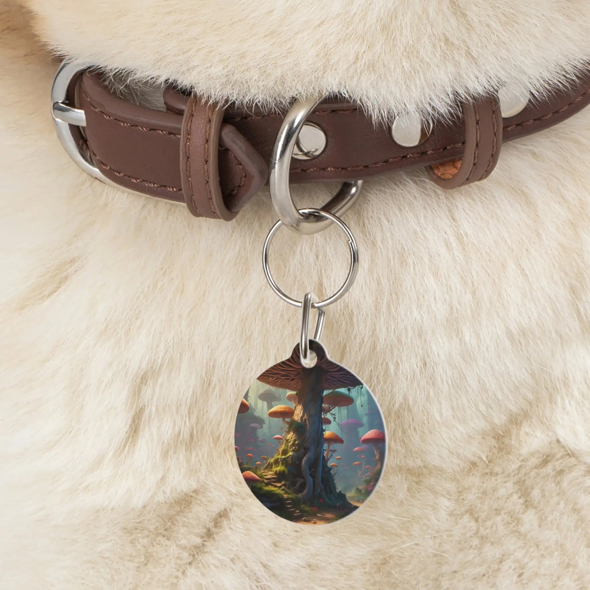 Magical Mushroom Forest Pet Tag — Enchanted Woodland Dog/Cat ID Tag - 1’’ - Pets