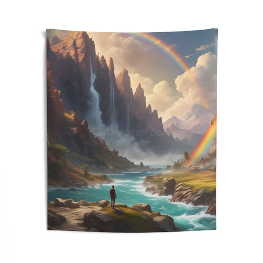 Magical Waterfall Indoor Wall Tapestry Boho Decor Bedroom Wall Art Vibrant Landscape Home Decor Rainbow Artwork - 50’’