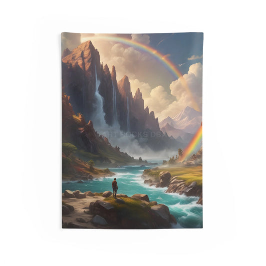 Magical Waterfall Indoor Wall Tapestry Boho Decor Bedroom Wall Art Vibrant Landscape Home Decor Rainbow Artwork - 26’’