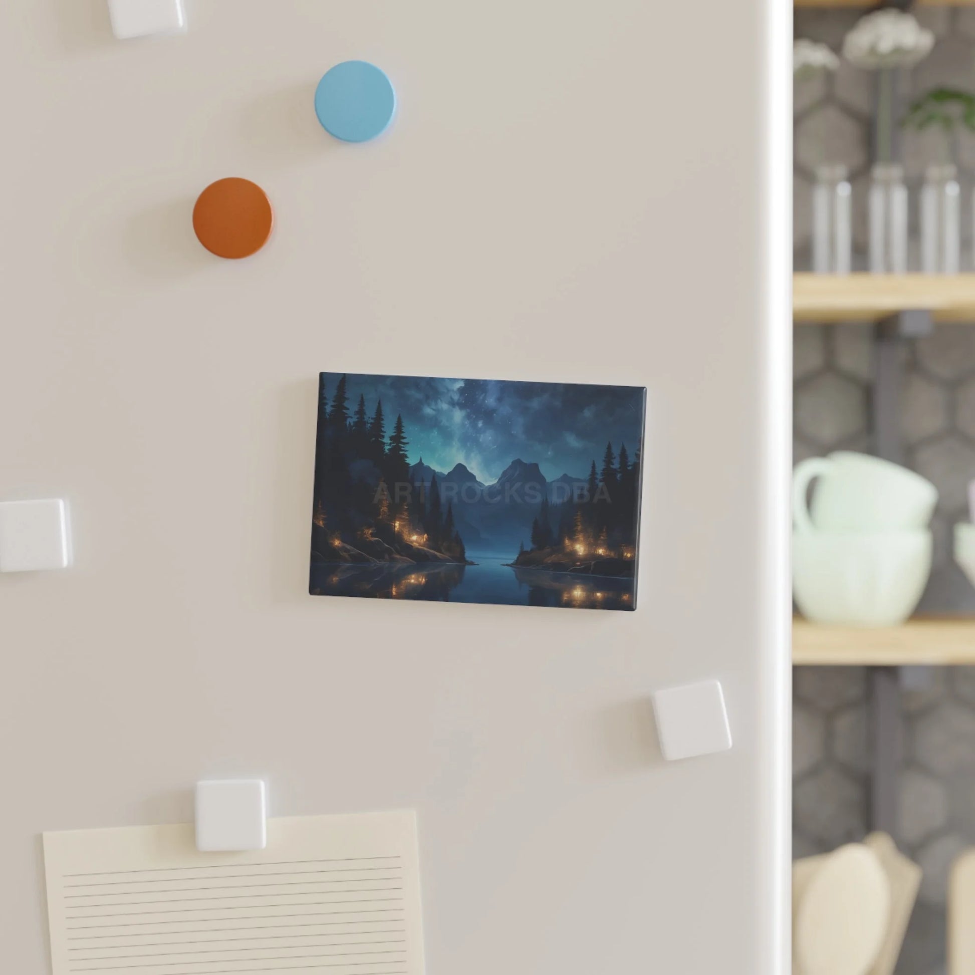 Magnetic Landscape Art Scenic Refrigerator Magnet Home Decor Gifts for Nature Lovers Mountain and Lake Magnet Moonlight