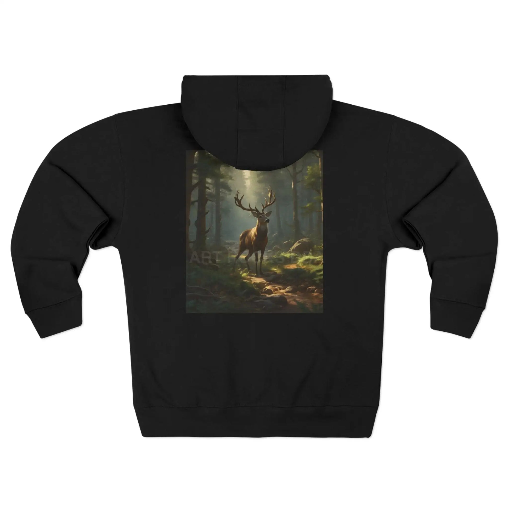 Majestic Forest Buck Zip-Up Sweatshirt - XS / Black - Hoodie