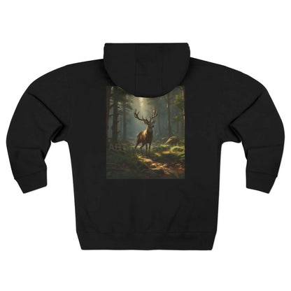 Majestic Forest Buck Zip-Up Sweatshirt - XS / Black - Hoodie