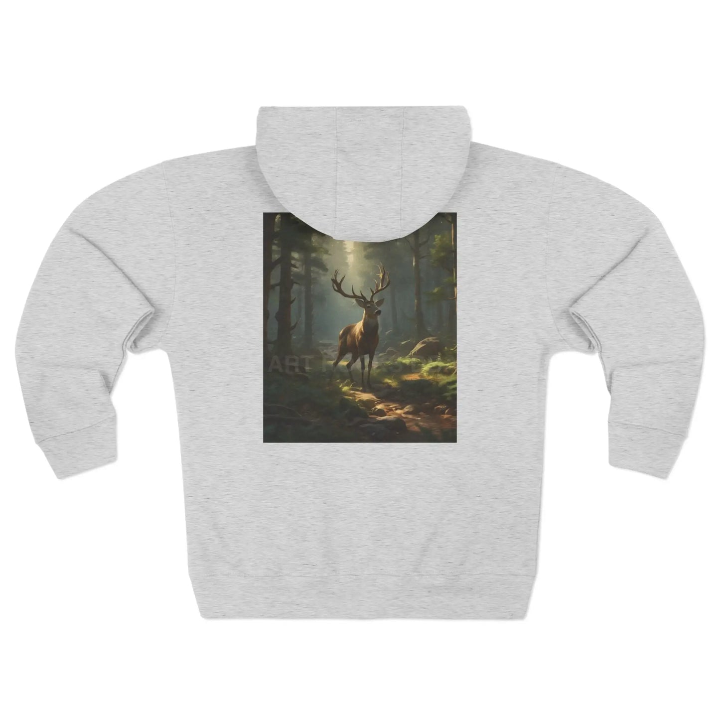 Majestic Forest Buck Zip-Up Sweatshirt - XS / Heather Grey - Hoodie