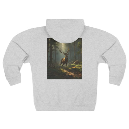 Majestic Forest Buck Zip-Up Sweatshirt - XS / Heather Grey - Hoodie