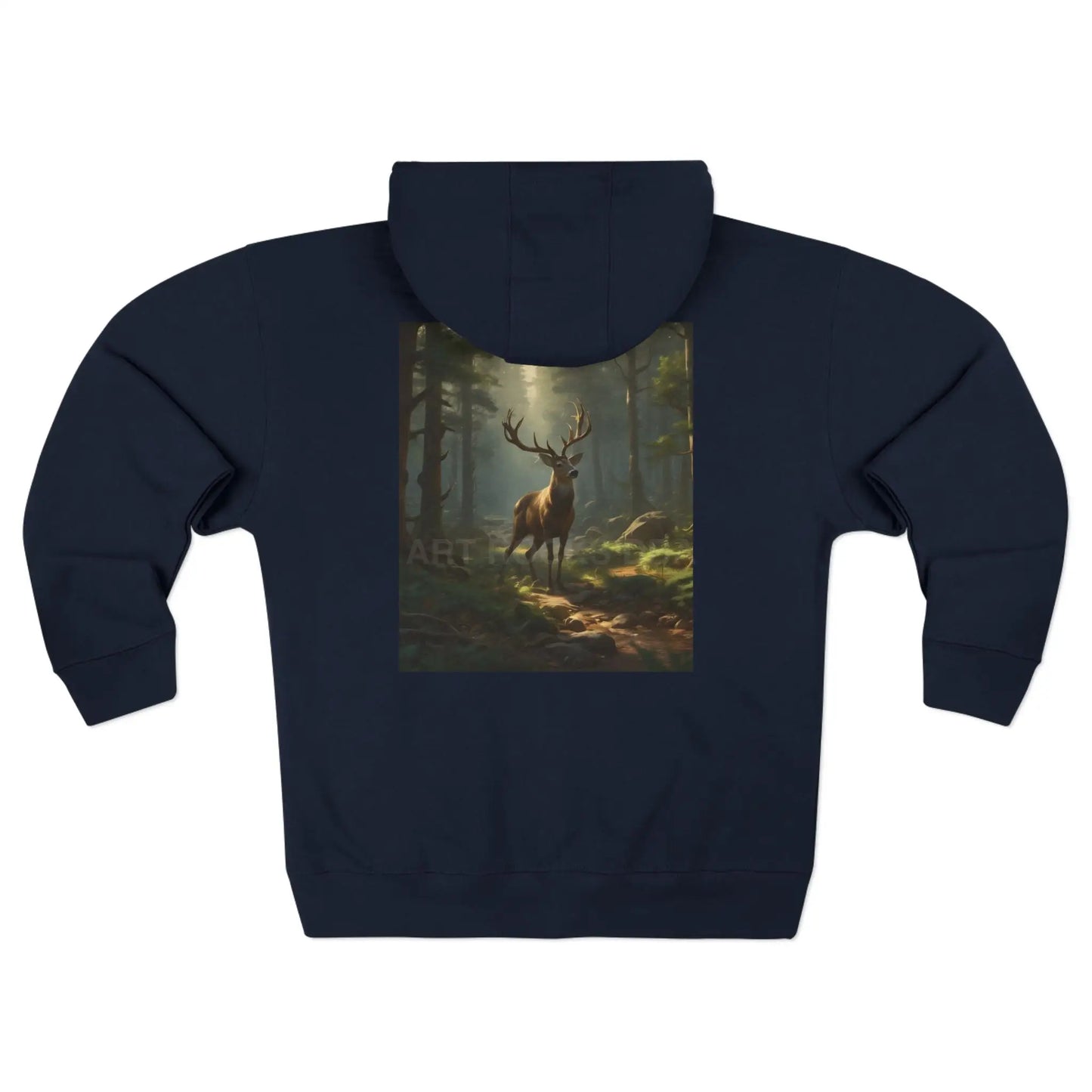 Majestic Forest Buck Zip-Up Sweatshirt - XS / Navy - Hoodie