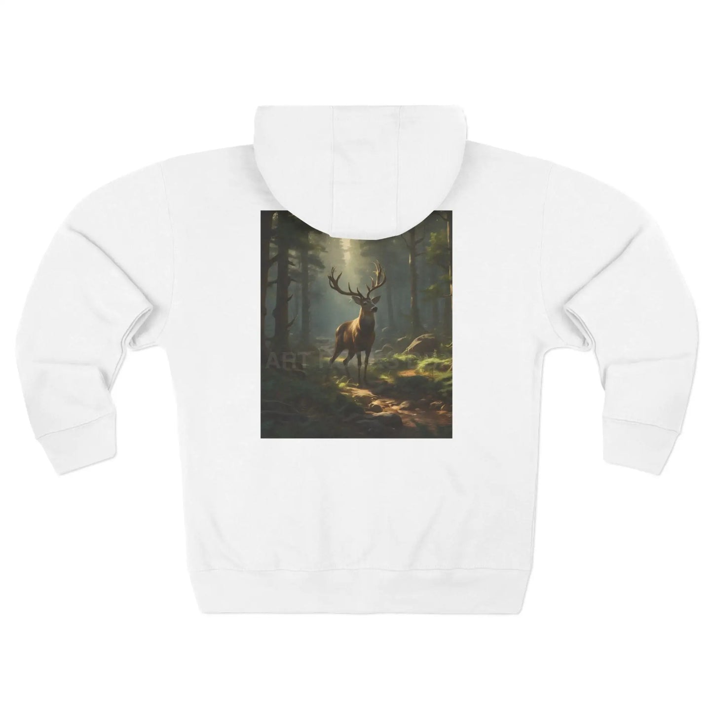 Majestic Forest Buck Zip-Up Sweatshirt - XS / White - Hoodie