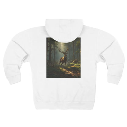 Majestic Forest Buck Zip-Up Sweatshirt - XS / White - Hoodie