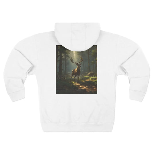 Majestic Forest Buck Zip-Up Sweatshirt - XS / White - Hoodie