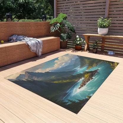 Majestic Mountain Outdoor Rug Nature-Inspired Mat for Patio Camping Garden Decor Cozy Outdoor Gathering - 60’’ × 84’’
