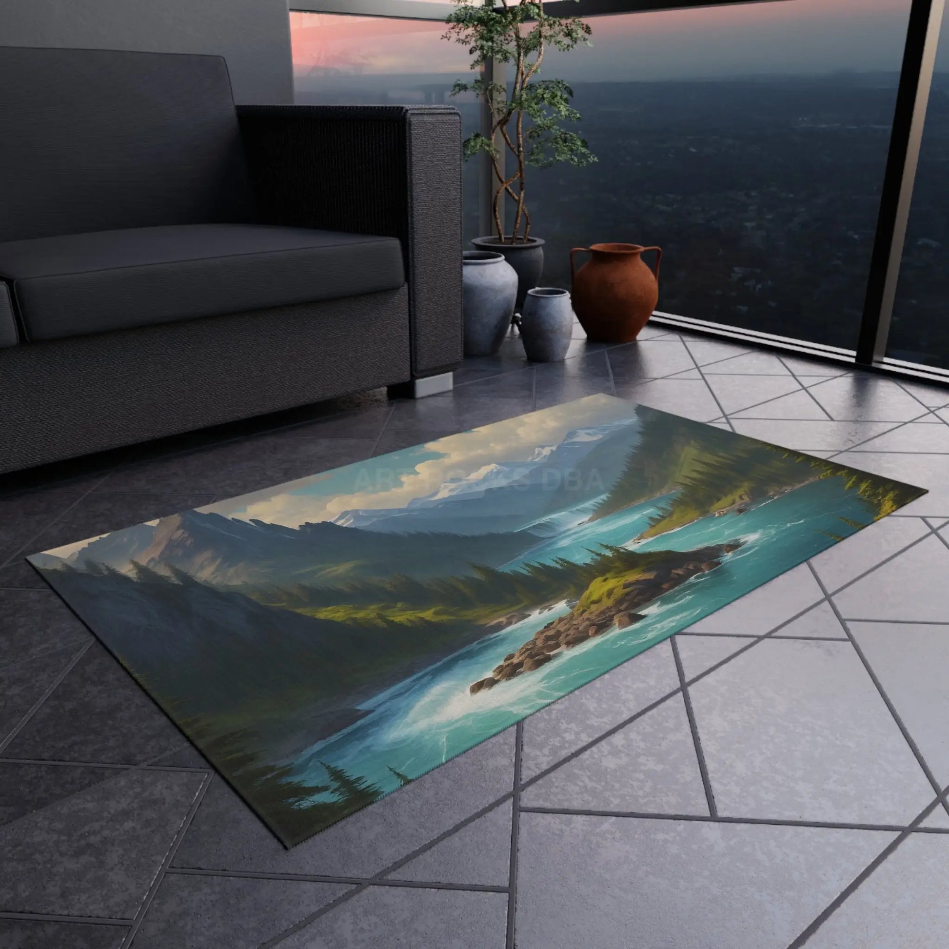 Majestic Mountain Outdoor Rug Nature-Inspired Mat for Patio Camping Garden Decor Cozy Outdoor Gathering - Home Decor