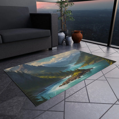 Majestic Mountain Outdoor Rug Nature-Inspired Mat for Patio Camping Garden Decor Cozy Outdoor Gathering - Home Decor