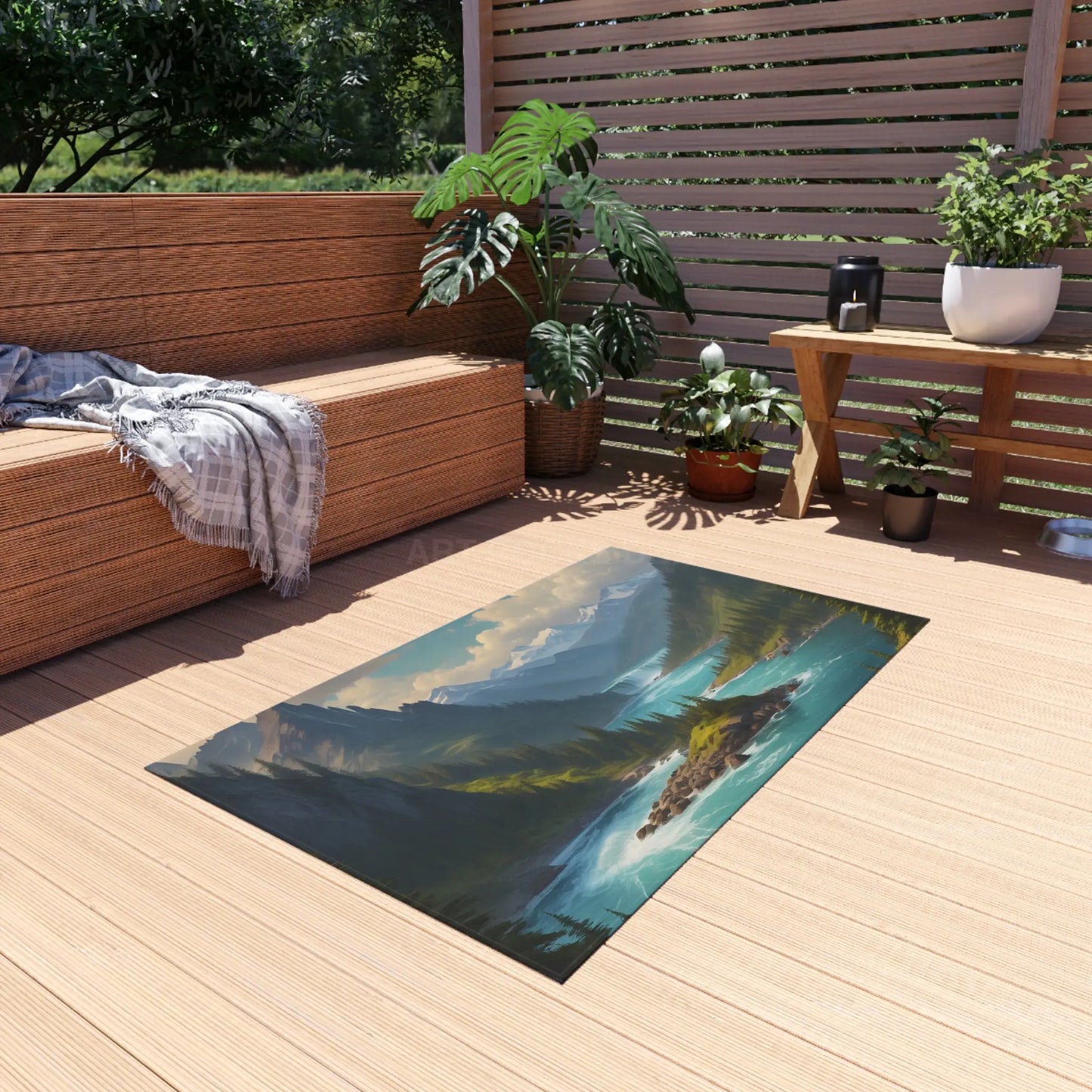 Majestic Mountain Outdoor Rug Nature-Inspired Mat for Patio Camping Garden Decor Cozy Outdoor Gathering - Home Decor