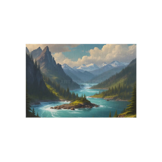 Majestic Mountain Outdoor Rug Nature-Inspired Mat for Patio Camping Garden Decor Cozy Outdoor Gathering - 24’’ × 36’’