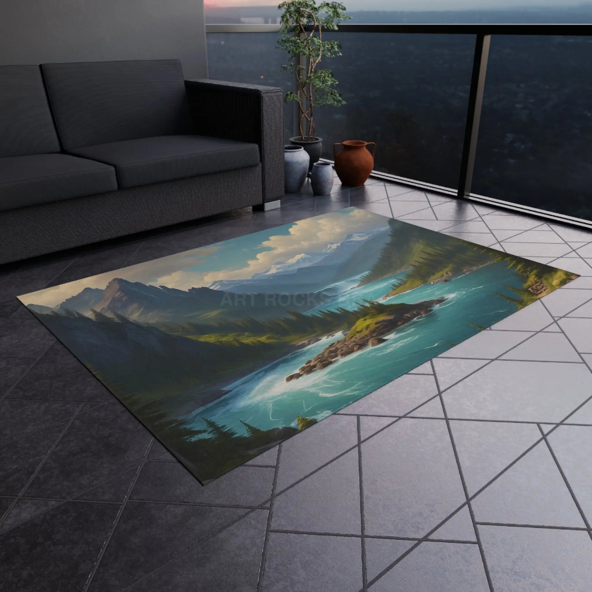 Majestic Mountain Outdoor Rug Nature-Inspired Mat for Patio Camping Garden Decor Cozy Outdoor Gathering - Home Decor