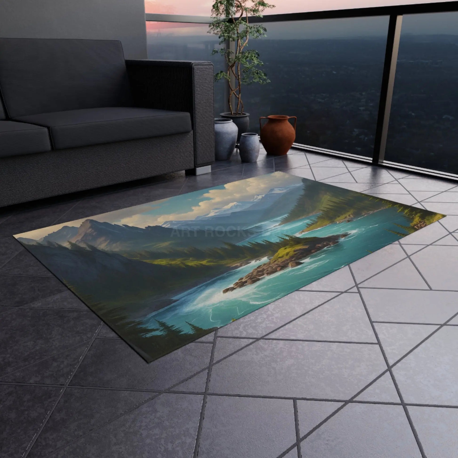 Majestic Mountain Outdoor Rug Nature-Inspired Mat for Patio Camping Garden Decor Cozy Outdoor Gathering - Home Decor