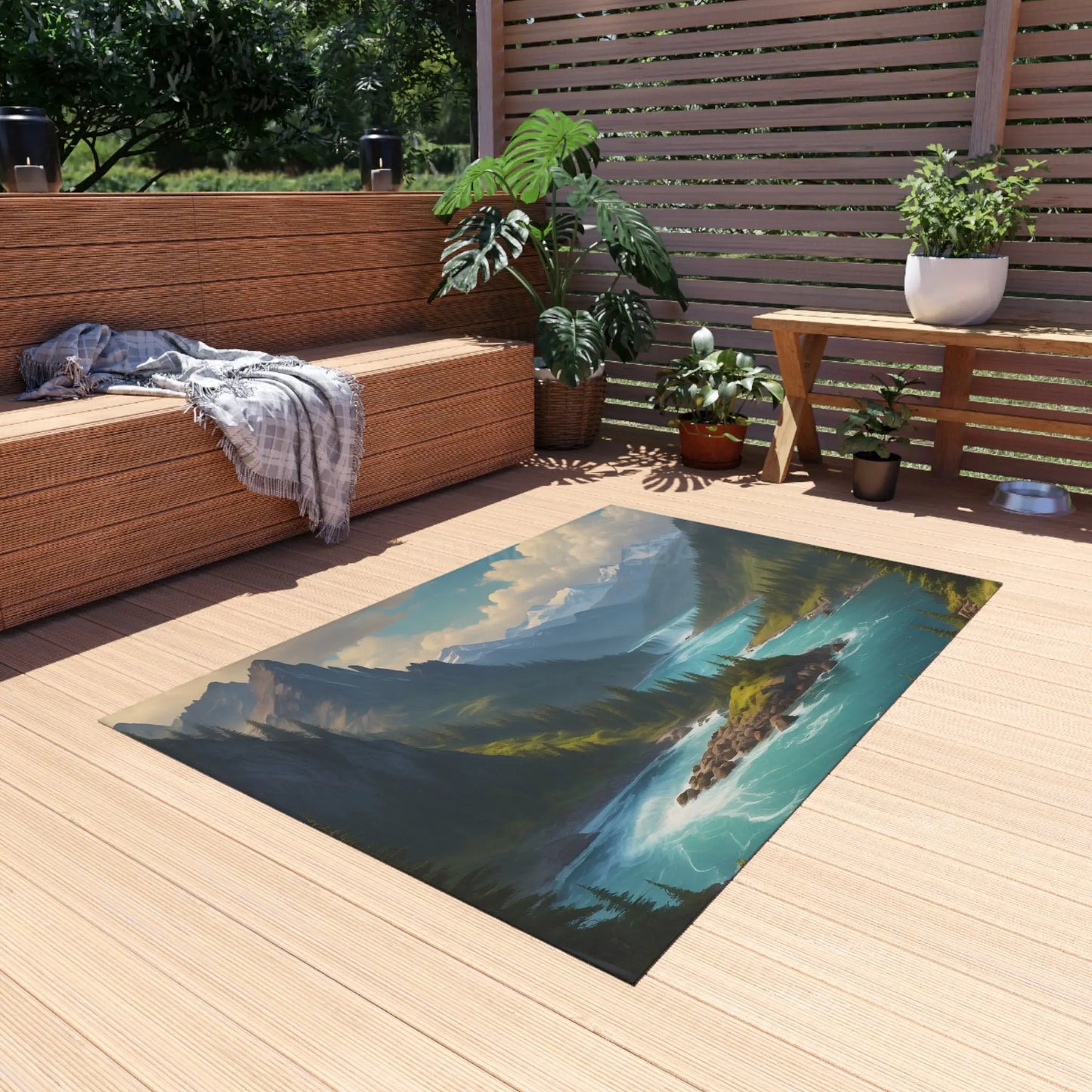 Majestic Mountain Outdoor Rug Nature-Inspired Mat for Patio Camping Garden Decor Cozy Outdoor Gathering - Home Decor