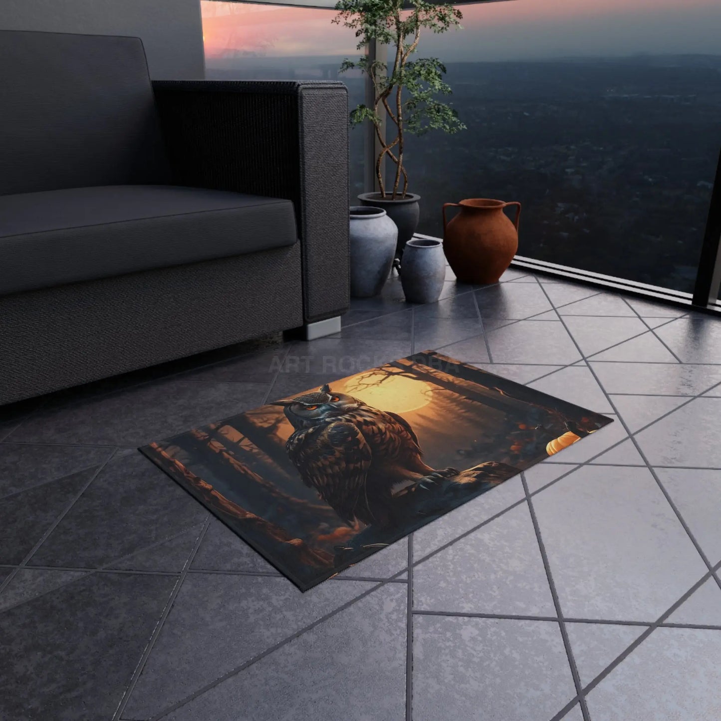 Majestic Owl Outdoor Rug Boho Home Decor Fall Decor Patio Entrance Mat Camping Rug Animal Rug - Home Decor