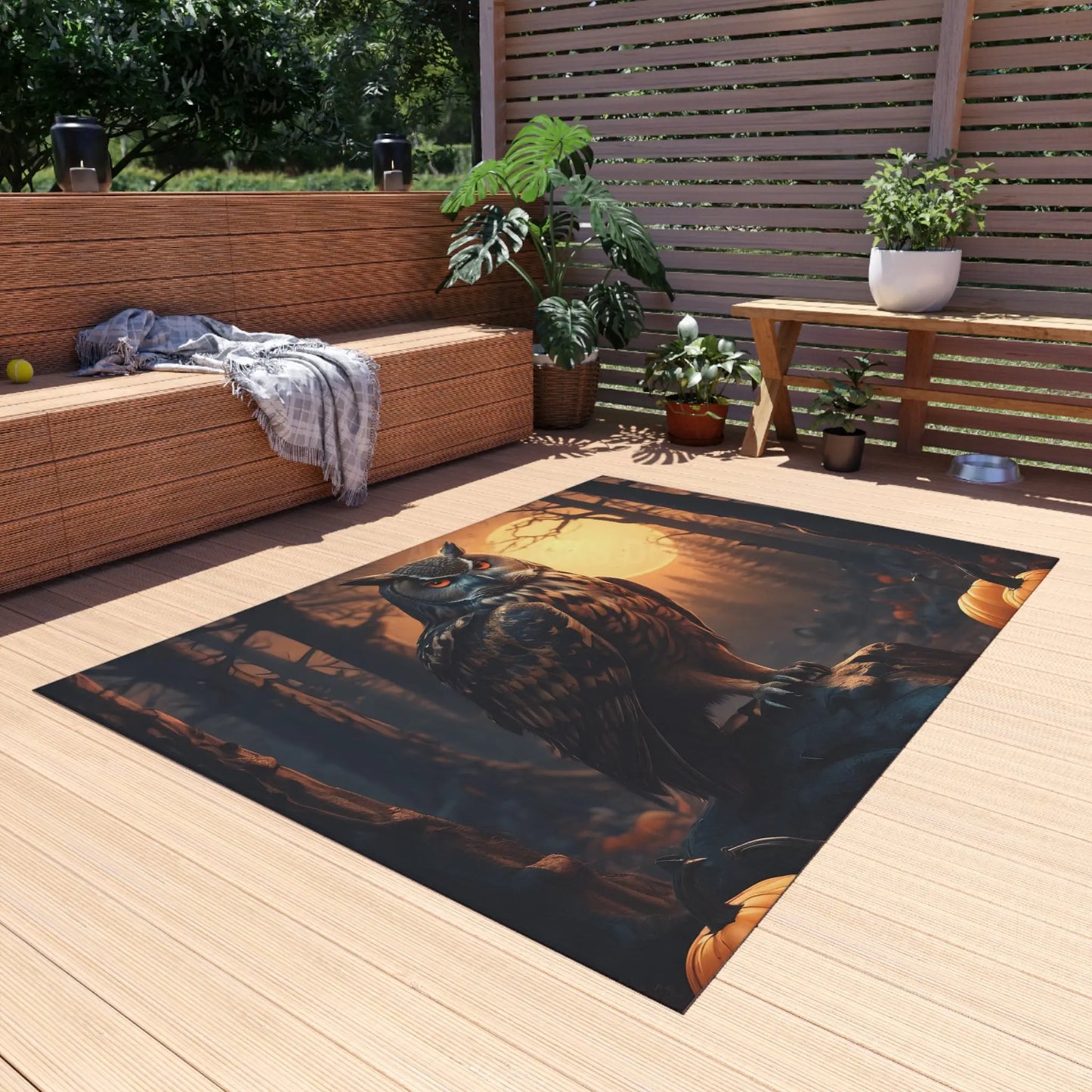 Majestic Owl Outdoor Rug Boho Home Decor Fall Decor Patio Entrance Mat Camping Rug Animal Rug - Home Decor