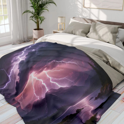 Majestic Thunderstorm Fleece Blanket | Cozy Soft Throw for Nature Lovers | Perfect for Home Décor Gift Camping Cozy
