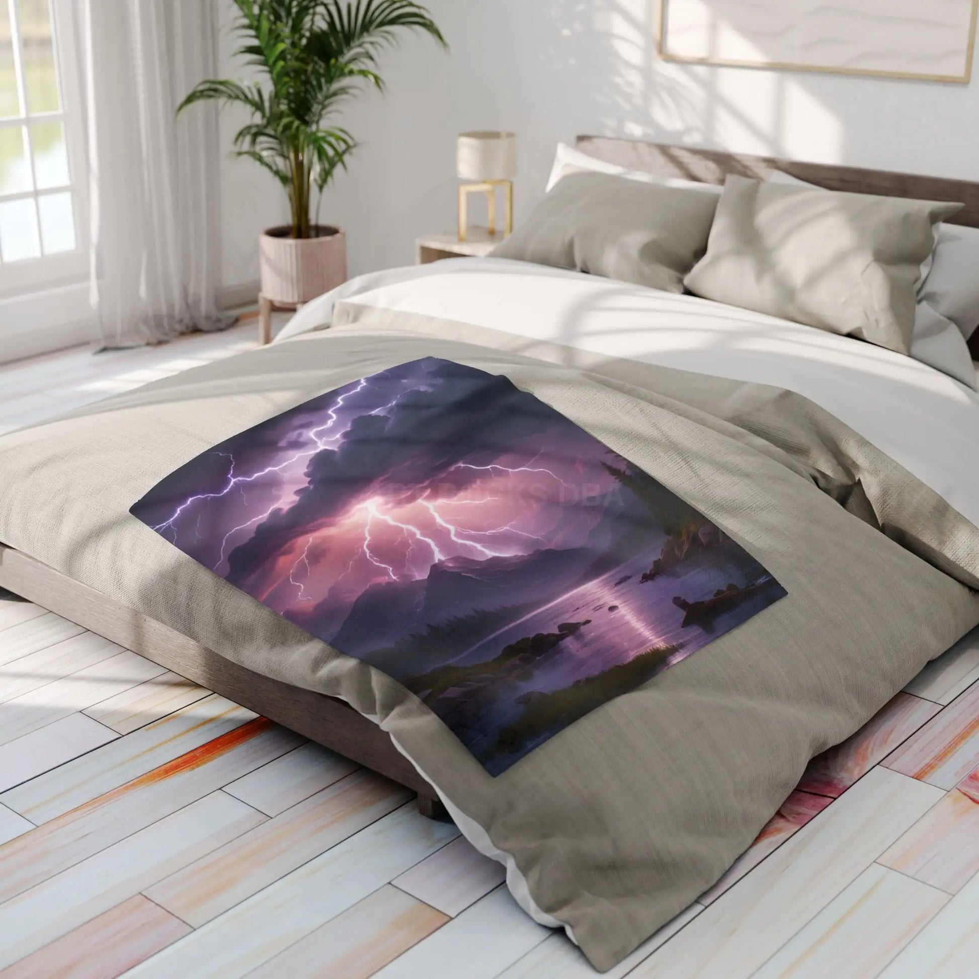 Majestic Thunderstorm Fleece Blanket | Cozy Soft Throw for Nature Lovers | Perfect for Home Décor Gift Camping Cozy
