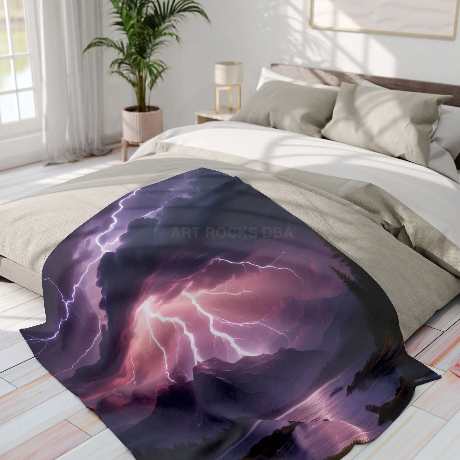 Majestic Thunderstorm Fleece Blanket | Cozy Soft Throw for Nature Lovers | Perfect for Home Décor Gift Camping Cozy