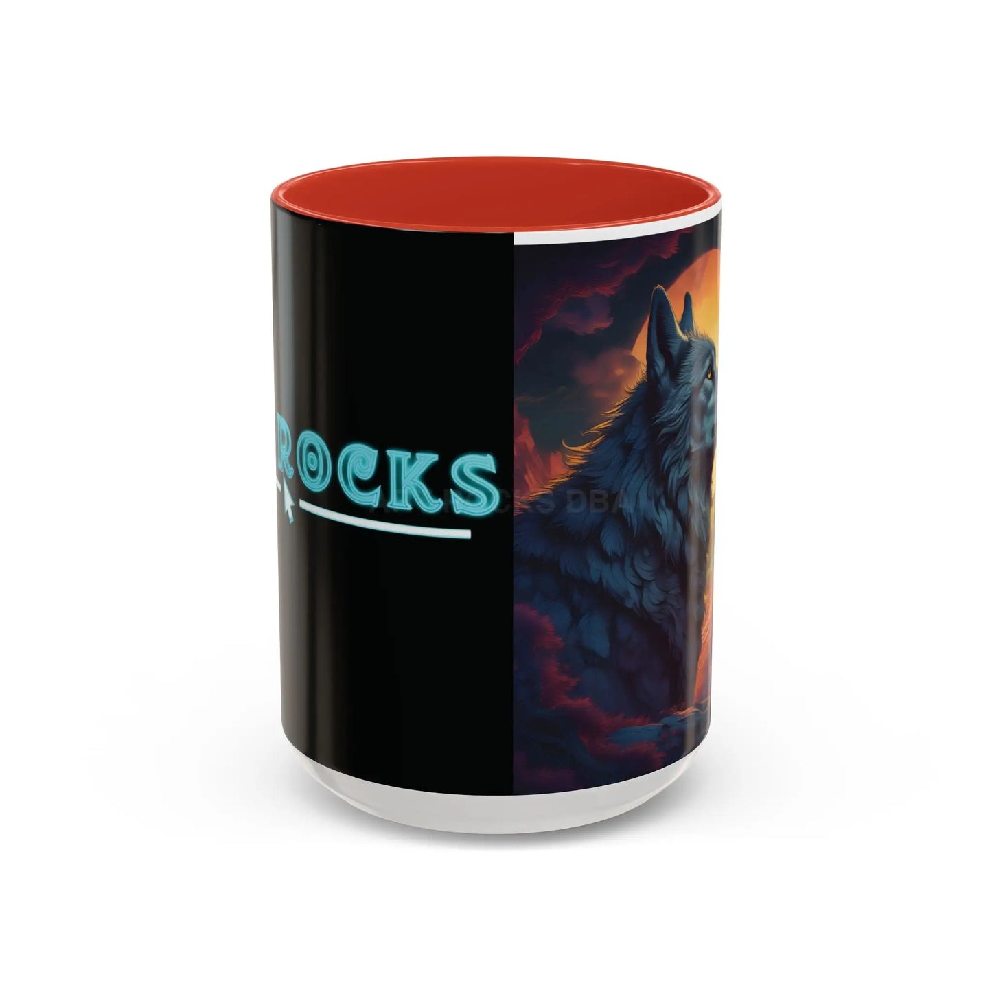 Majestic Wolf – Retro Neon Graphic Accent Mug (11/15oz) - Mug