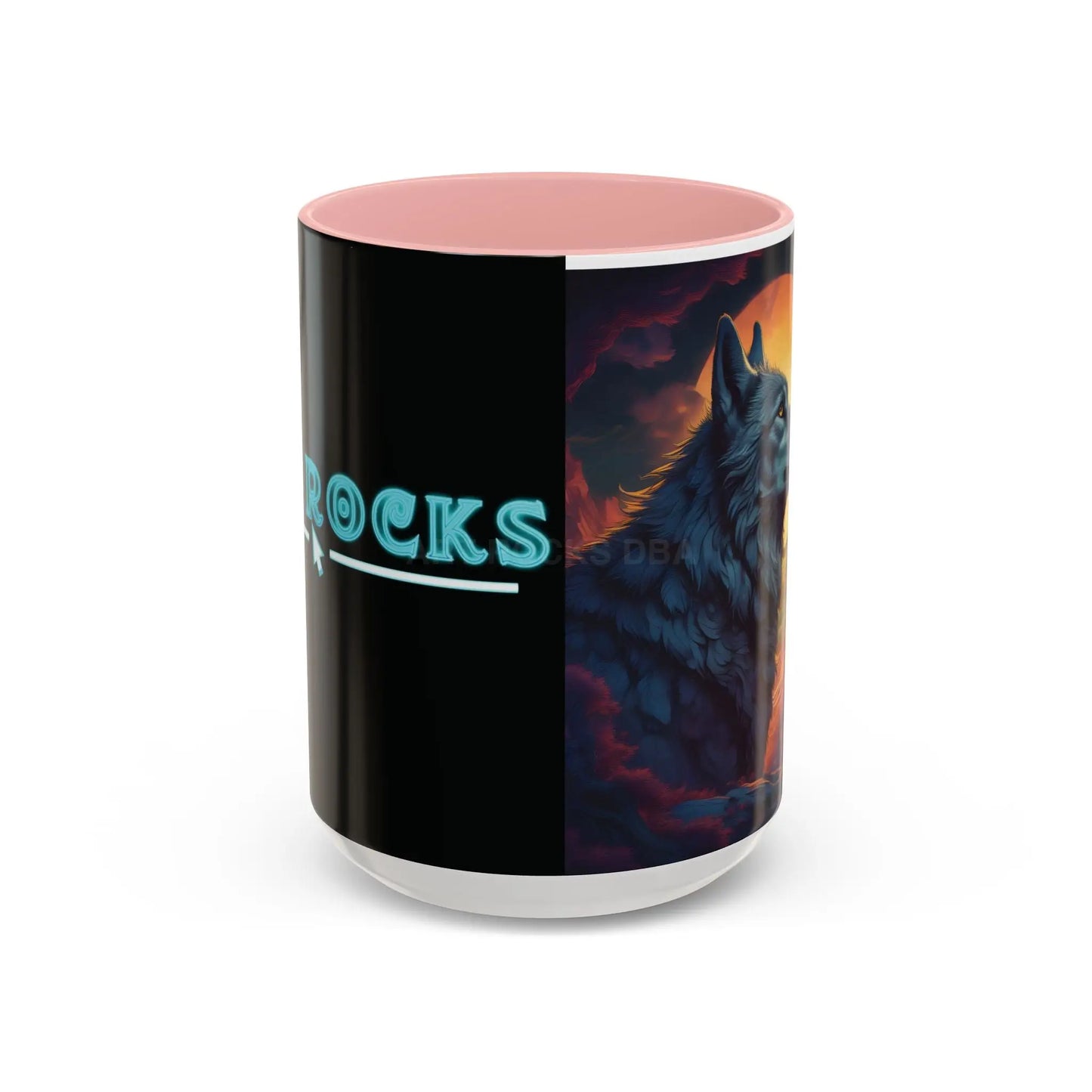 Majestic Wolf – Retro Neon Graphic Accent Mug (11/15oz) - Mug