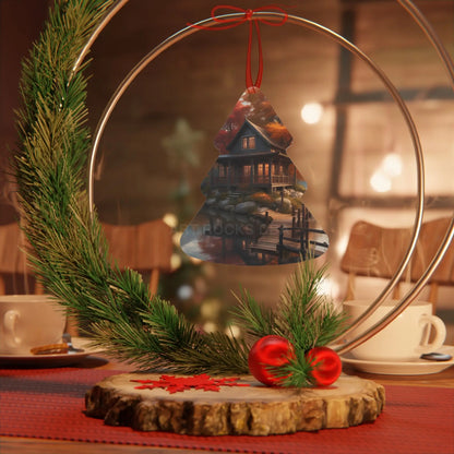 Metal Ornament — Autumn Lakeside Cabin Holiday Decoration - Home Decor