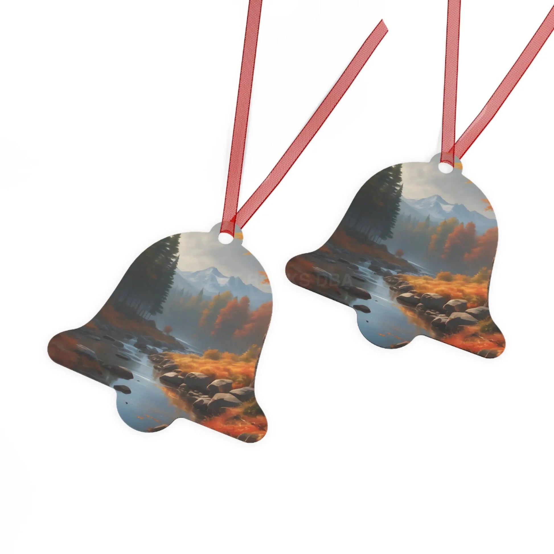 Metal Ornament — Autumn Mountain River Scenic Holiday Decoration - Home Decor