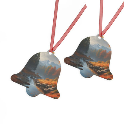 Metal Ornament — Autumn Mountain River Scenic Holiday Decoration - Home Decor