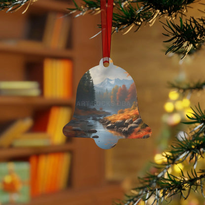 Metal Ornament — Autumn Mountain River Scenic Holiday Decoration - Home Decor