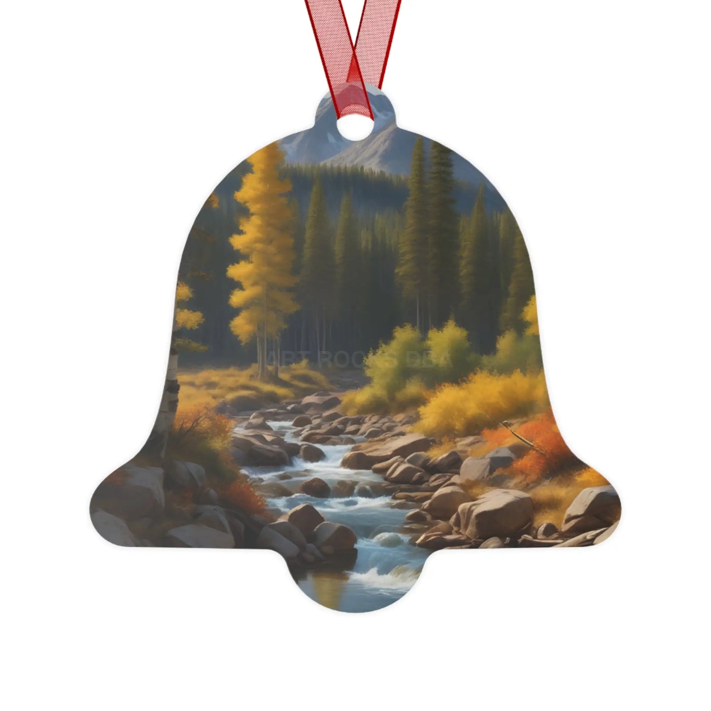 Metal Ornament — Autumn River Forest Scenery Holiday Decoration - Bell / One Size - Home Decor