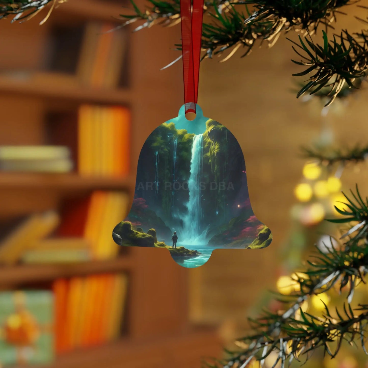 Metal Ornament — Fantasy Waterfall Scene Ornament - Home Decor