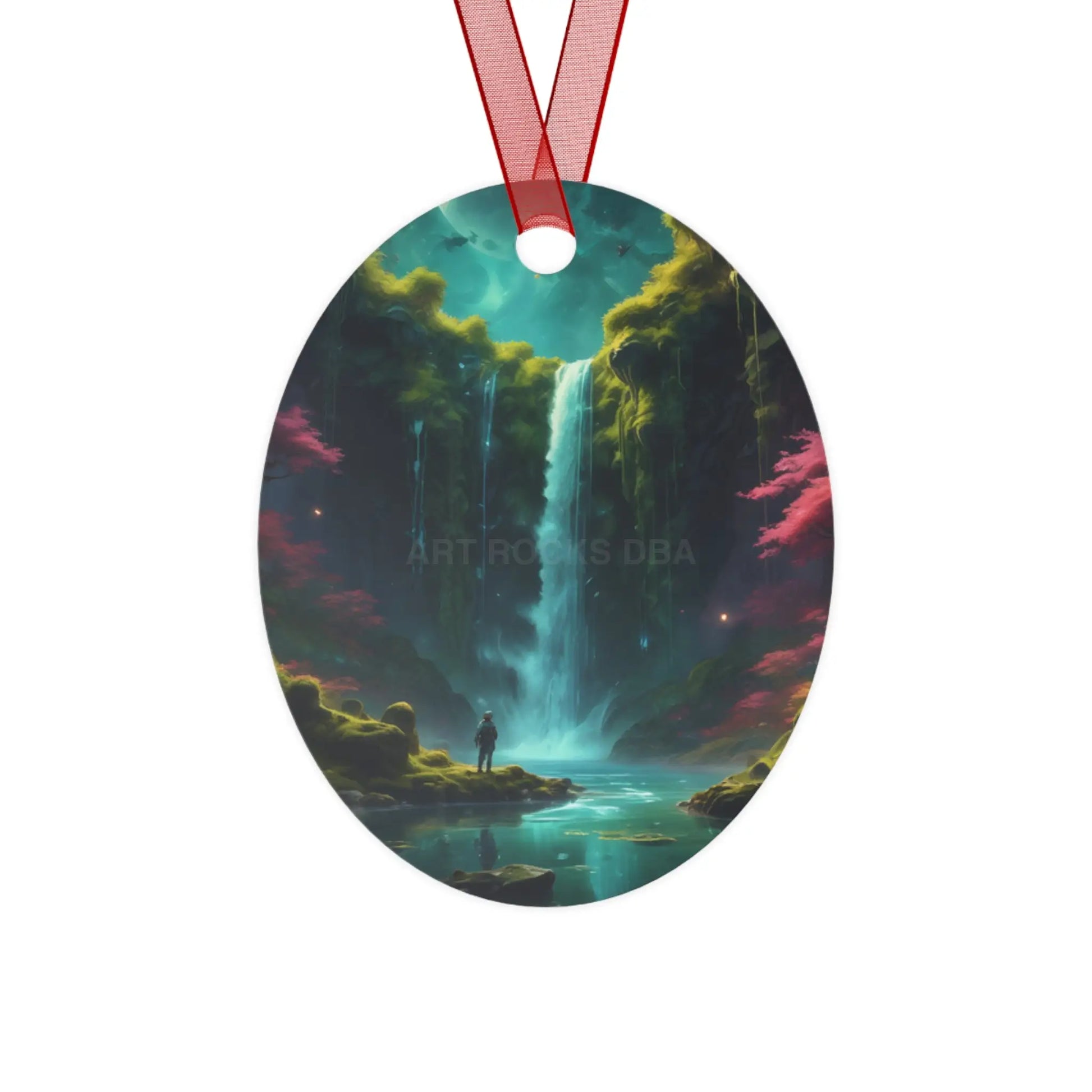 Metal Ornament — Fantasy Waterfall Scene Ornament - Home Decor