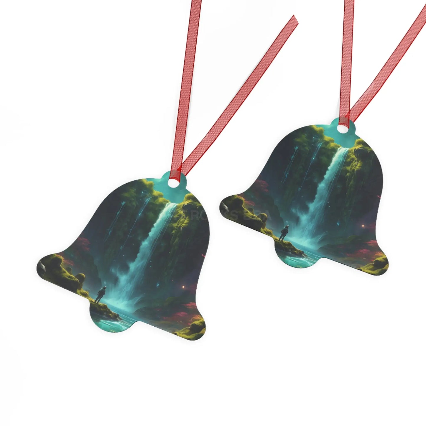 Metal Ornament — Fantasy Waterfall Scene Ornament - Home Decor