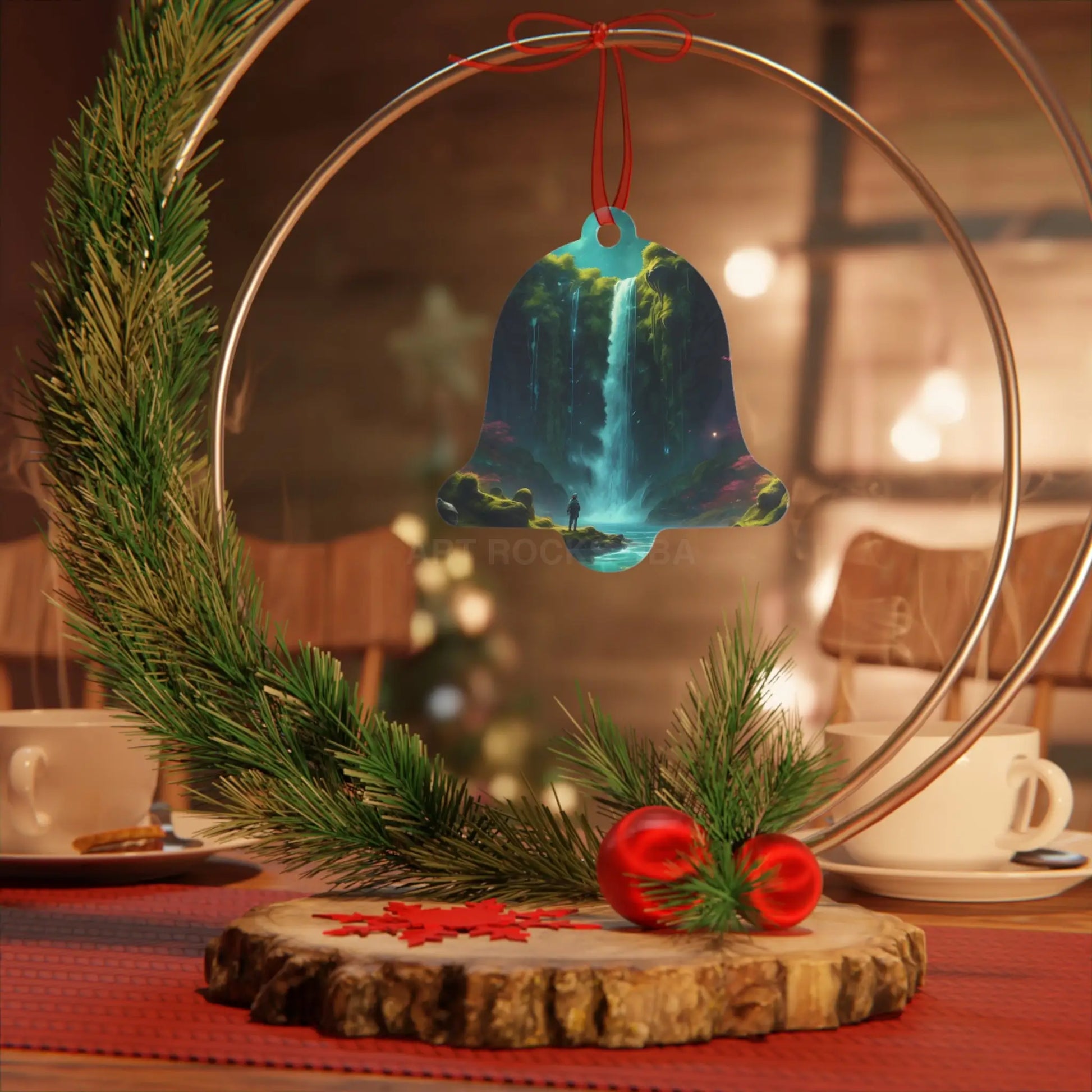 Metal Ornament — Fantasy Waterfall Scene Ornament - Home Decor