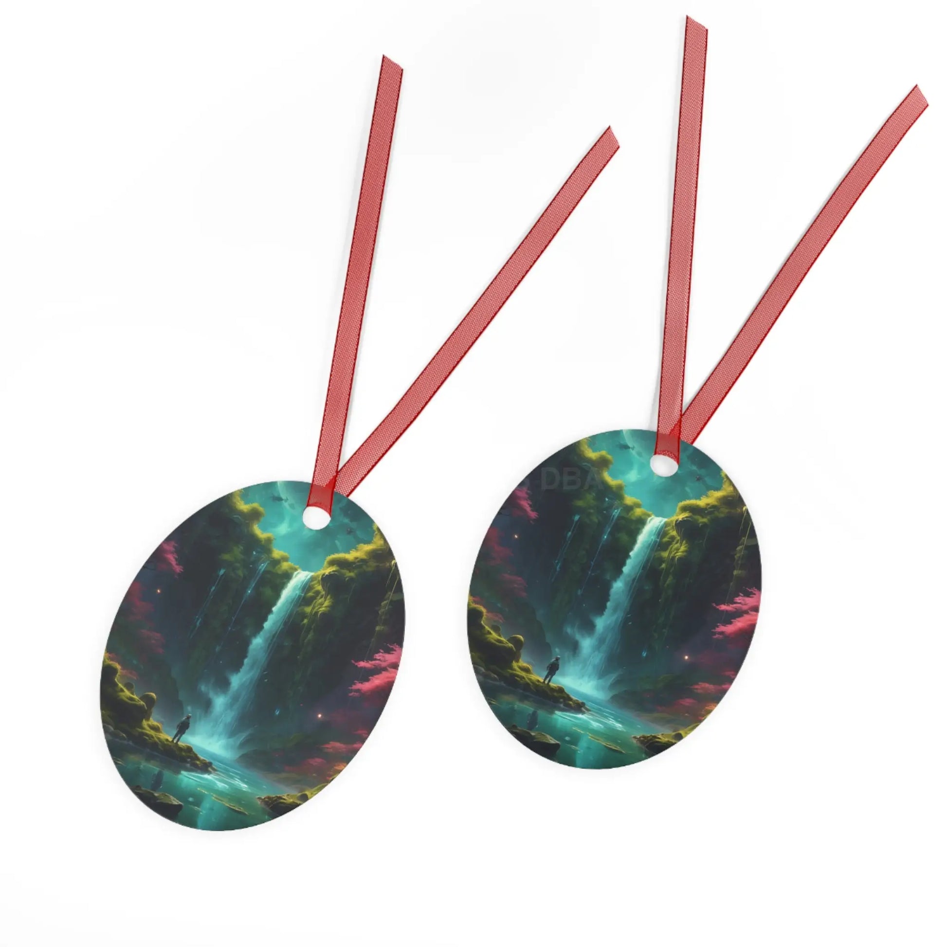 Metal Ornament — Fantasy Waterfall Scene Ornament - Home Decor