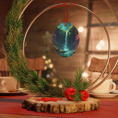 Metal Ornament — Fantasy Waterfall Scene Ornament - Home Decor