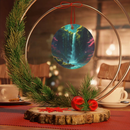 Metal Ornament — Fantasy Waterfall Scene Ornament - Home Decor